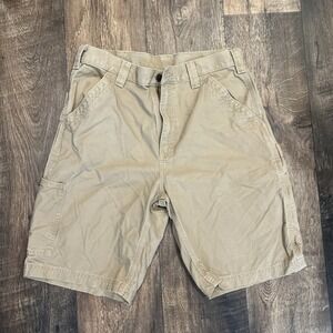 Carhartt Shorts Mens 34 Beige B147 DKH Original Fit Canvas Work Loose Carpenter